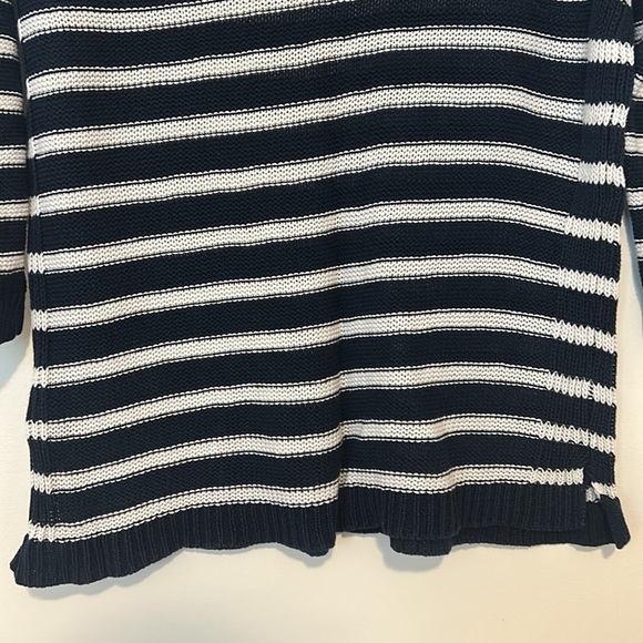 Chaps Denim Striped Navy and White Knit Sweater, Large - Picture 10 of 12